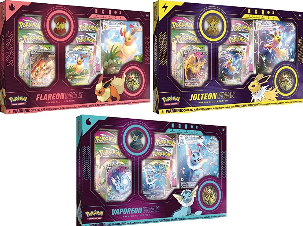 Get All 3 Sets! Pokemon Eevee Evolution: Vaporeon, Jolteon & Flareon V Fine Toys Ltd. Get All 3 Sets! Pokemon Eevee Evolution: Vaporeon, Jolteon & Flareon V Fine Toys Ltd.