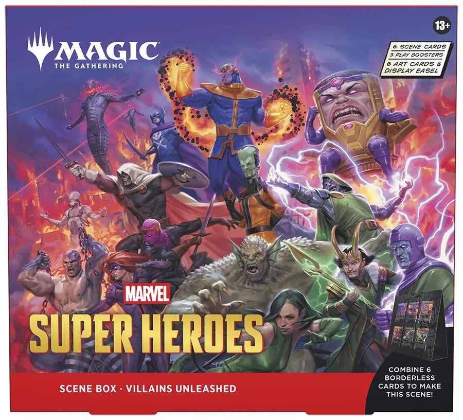 Magic: The Gathering Marvel Super Heroes Scene Box (EN) Set Bundle Heroes United Villains Unleashed