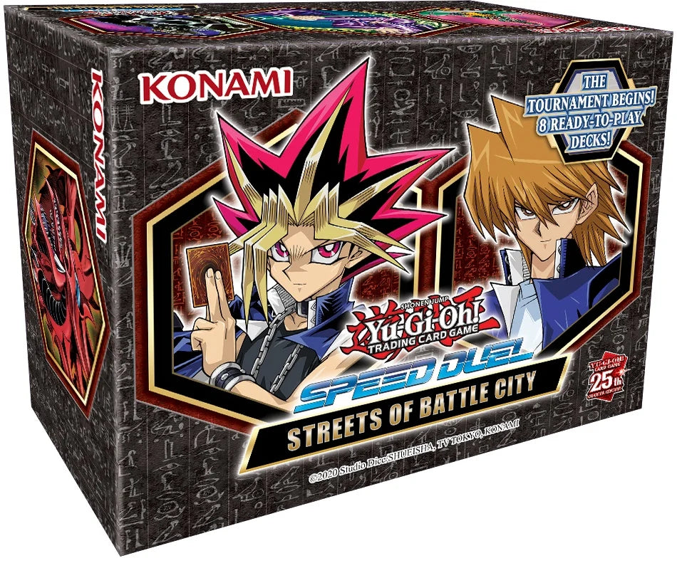 Yu-Gi-Oh! Speed Duel Streets of Battle City Box French edition, factory sealed, containing 228 cards and 8 pre-constructed decks, available at FineToys.ca