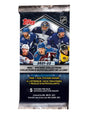 Official 2021-22 Topps NHL Hockey Sticker Pack showing 5 stickers per pack with guaranteed foil sticker, available at FineToys.ca
