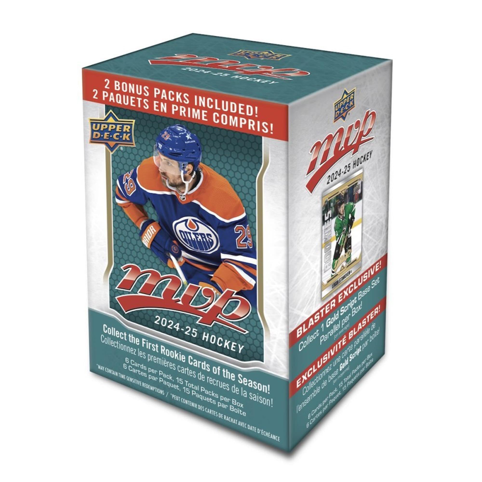 The front of a sealed 2024-25 Upper Deck MVP Hockey Blaster Box.