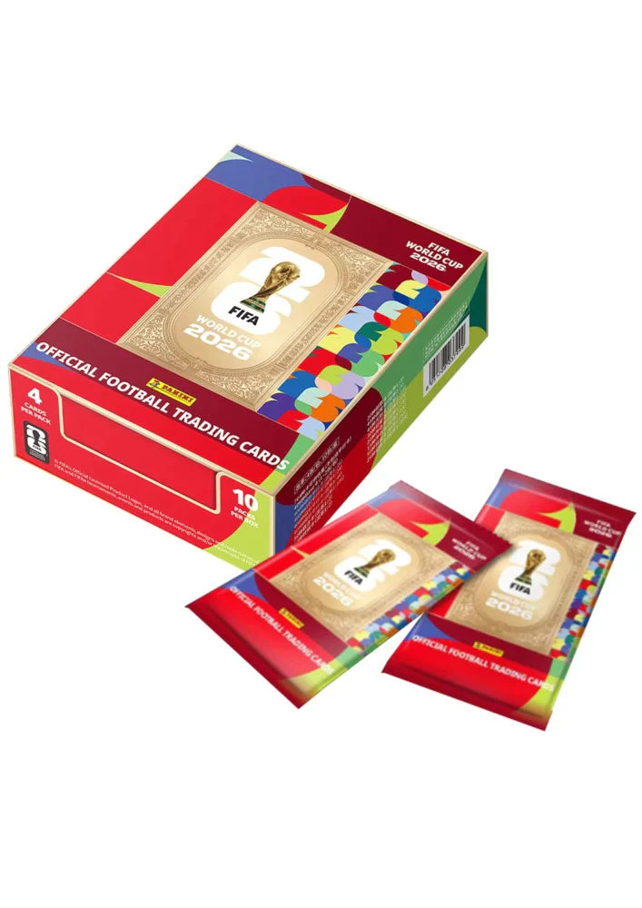 Front view of the 2025-26 Panini FIFA World Cup Soccer Standard Hobby Box featuring official FIFA branding and soccer imagery.


