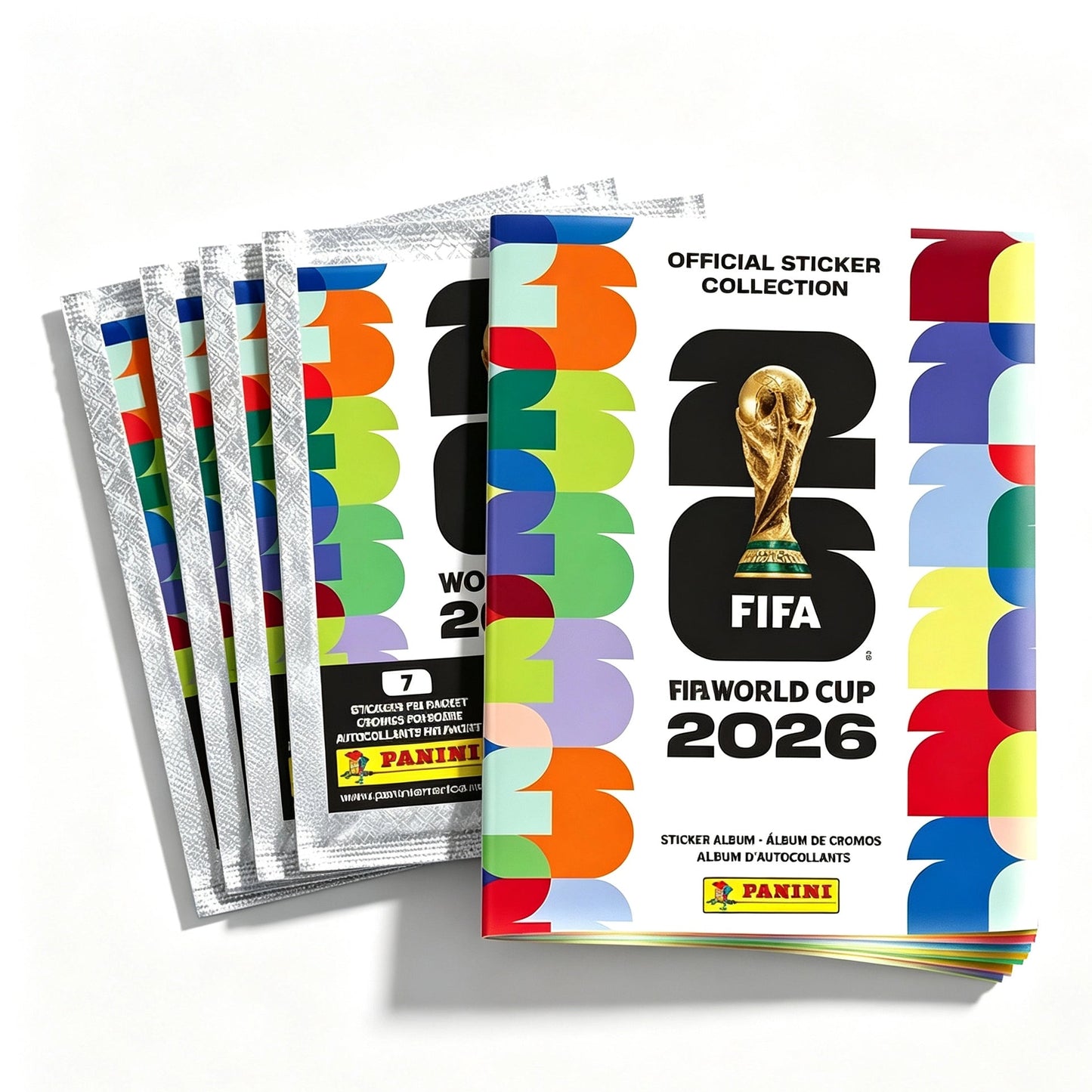 2026 Panini FIFA World Cup official sticker packs and album bundle – 7 stickers per pack, Canada Mexico USA tournament, available at FineToys.ca