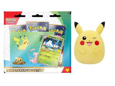 Pokémon 30th Celebration Alolan Exeggutor Tech Sticker Collection with Pikachu Squishmallows plush bundle