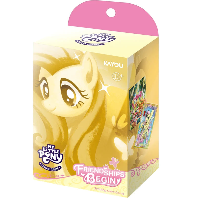 Kayou My Little Pony Friendships Begin Starter Deck Fluttershy edition, factory sealed retail box featuring Fluttershy artwork.

