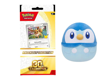 Pokémon TCG 30th Celebration Knock Out Collection with  Piplup Squishmallows plush bundle