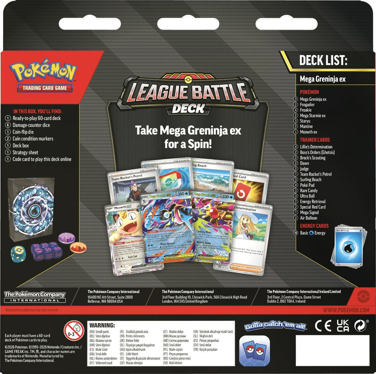 Pokémon Mega Greninja ex League Battle Deck 60-card deck list