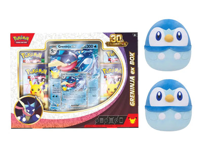 Pokémon 30th Anniversary Bundle | Greninja ex Collection + Squishmallows Piplup+ Pikachu Plush (Pre-Order)