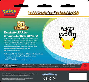Pokémon TCG 30th Celebration Tech Sticker Collection Alolan Exeggutor factory sealed featuring foil promo, tech sticker, and 3 booster packs — available at FineToys.ca.