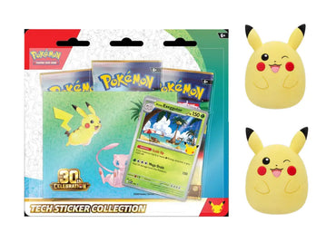 Pokémon 30th Anniversary Fan Bundle Alolan Exeggutor Edition featuring Tech Sticker Collection, 10-inch  Squishmallows Pikachu plushes — available at FineToys.ca.