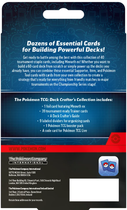 Pokémon TCG Deck Crafter's Collection with foil Meowth ex 39 Trainer cards and booster pack
