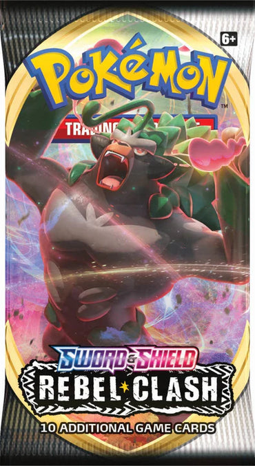 rebel clash pokemon booster box SWSH each booster pack contains 10 Pokemon trading cards and a code card for the trading card game online Pokemon Trading Card Booster Packs