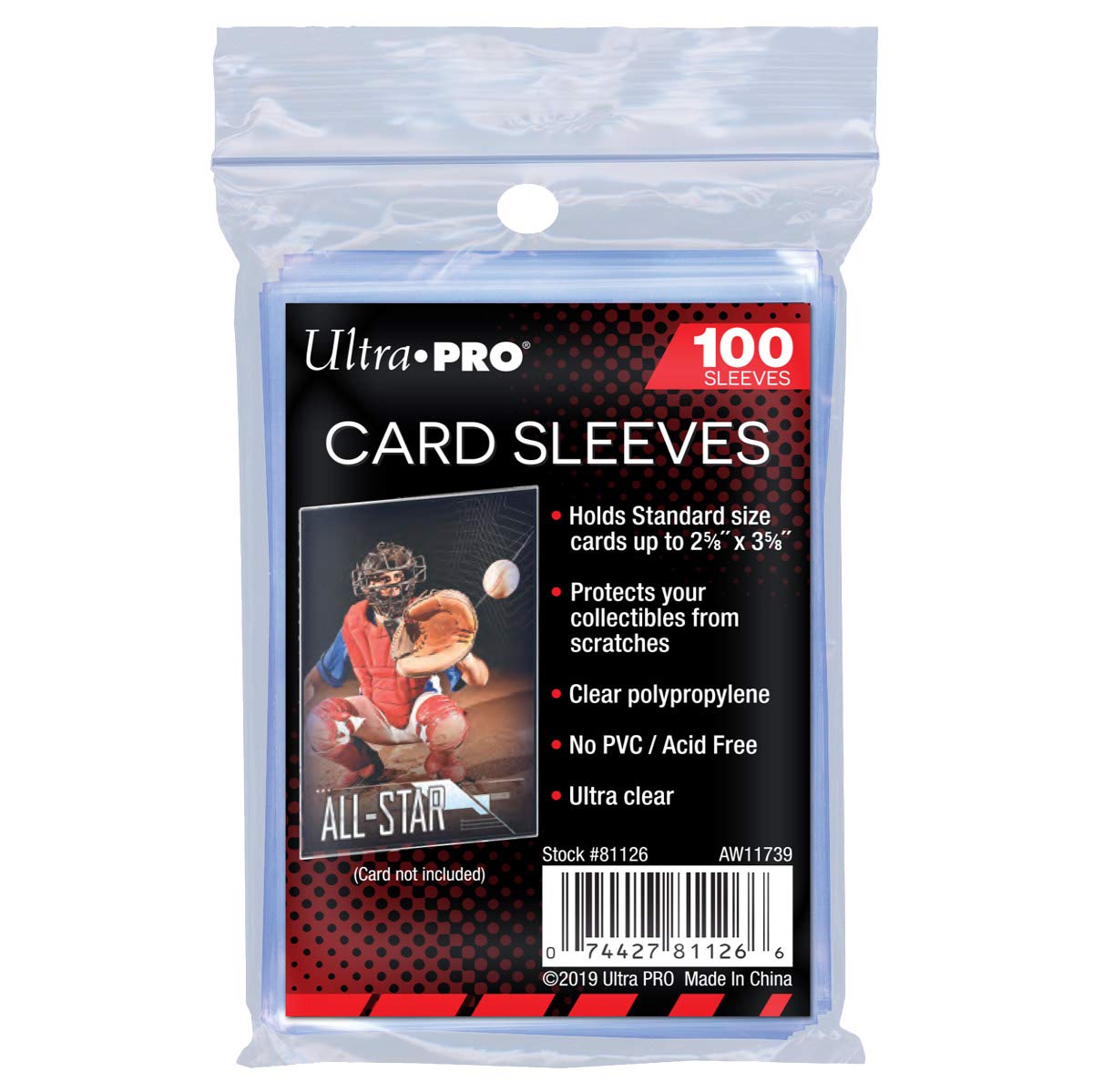 A 100-count pack of Ultra Pro soft card sleeves, also known as penny sleeves.