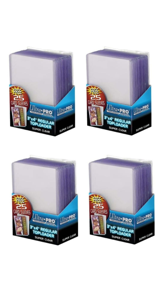 Ultra Pro value pack containing 100 toploaders and a free promo pack of 100 penny sleeves.