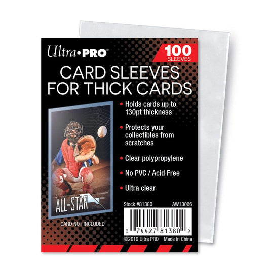 Ultra Pro 130-point thick card sleeves, 100 count pack.
