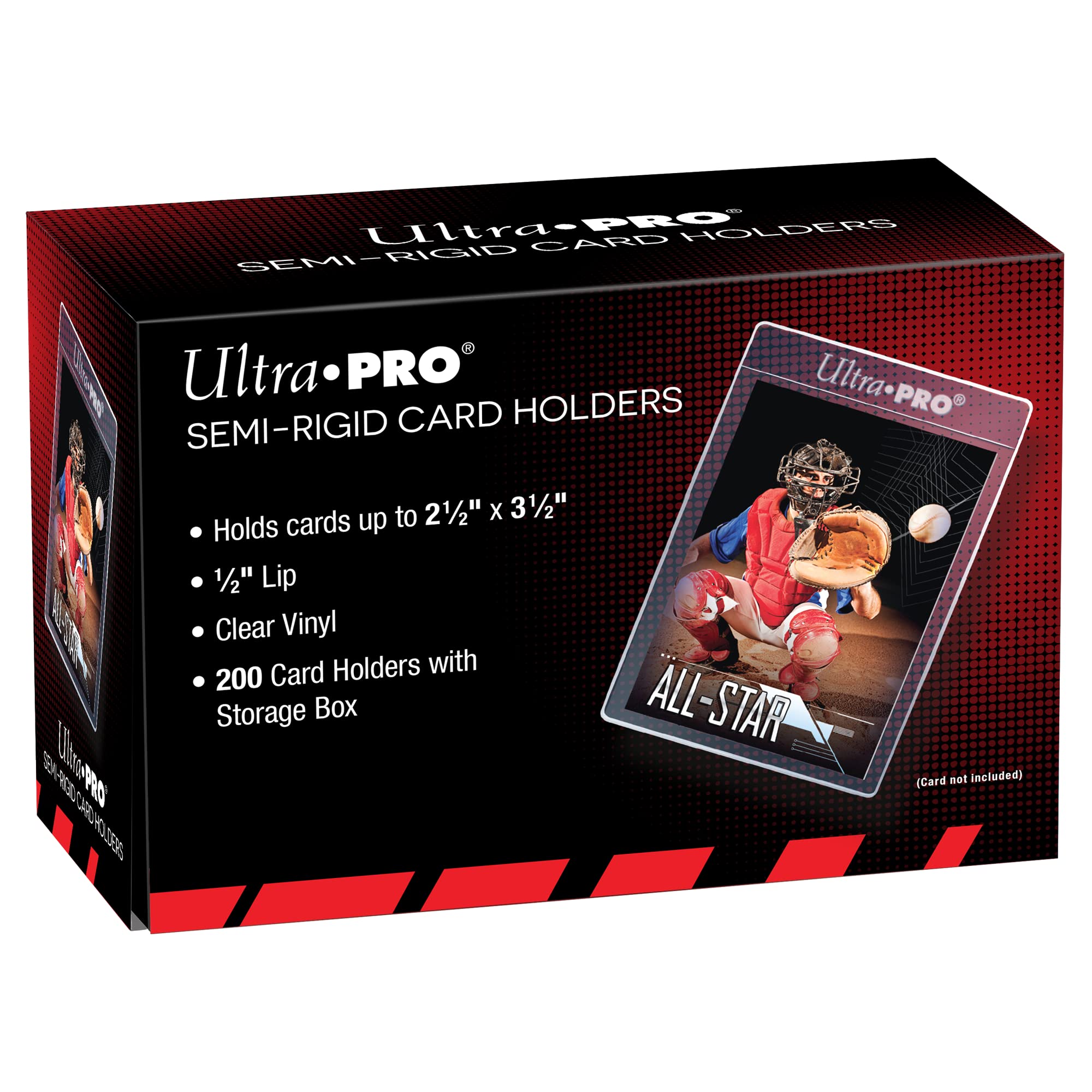 A box of 200 Ultra Pro semi-rigid holders for card grading submissions.
