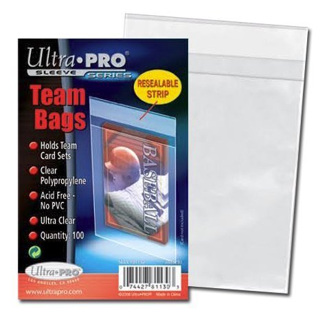 A sealed Ultra Pro team bag showing the secure resealable closure.
