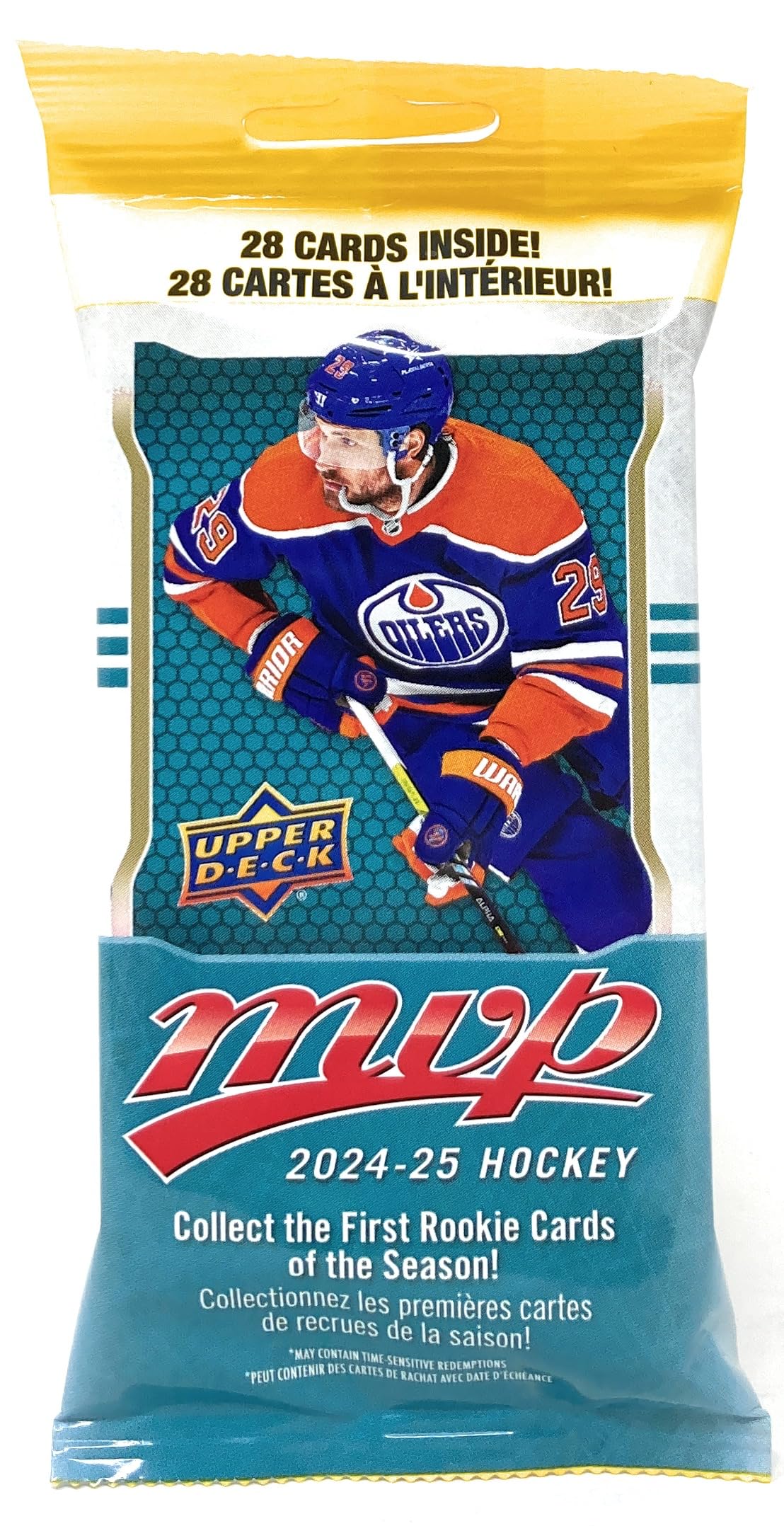 The front of a sealed 2024-25 Upper Deck MVP Hockey Fat Pack.
