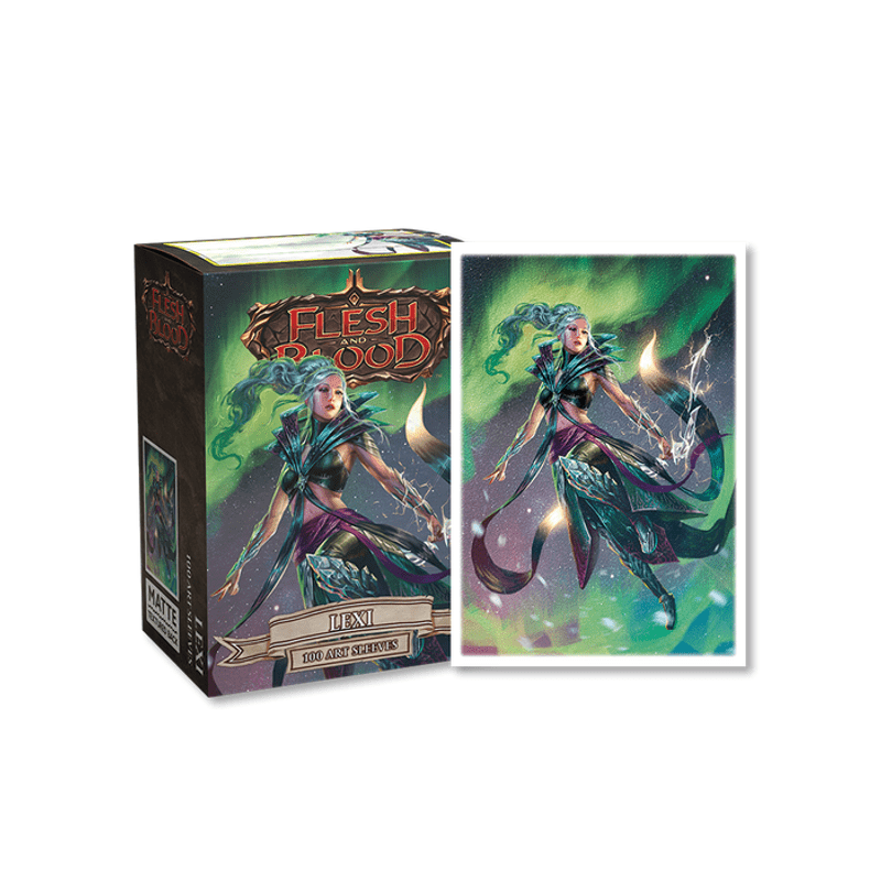 Dragon Shield Flesh and Blood Lexi Matte Art Sleeves 100 count with Lightning and Ice themed artwork