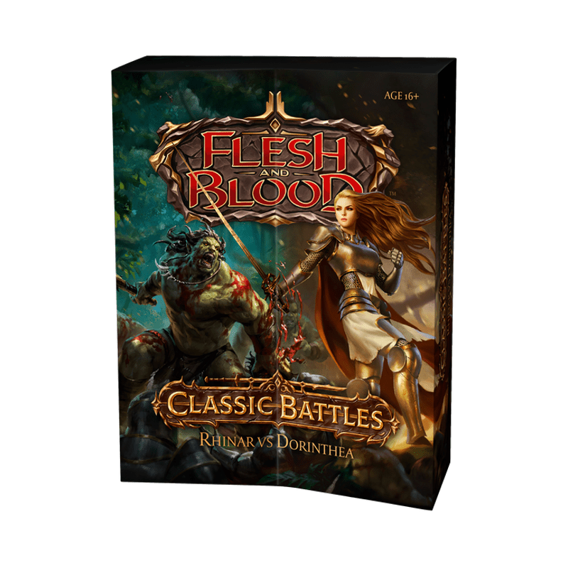 Flesh and Blood Classic Battles Rhinar vs Dorinthea box set with two ready-to-play decks and quickstart playmat