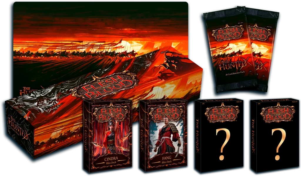 Flesh and Blood The Hunted Blitz Deck Collection - 4 Decks, 2 Booster Packs & Playmat | Box Set