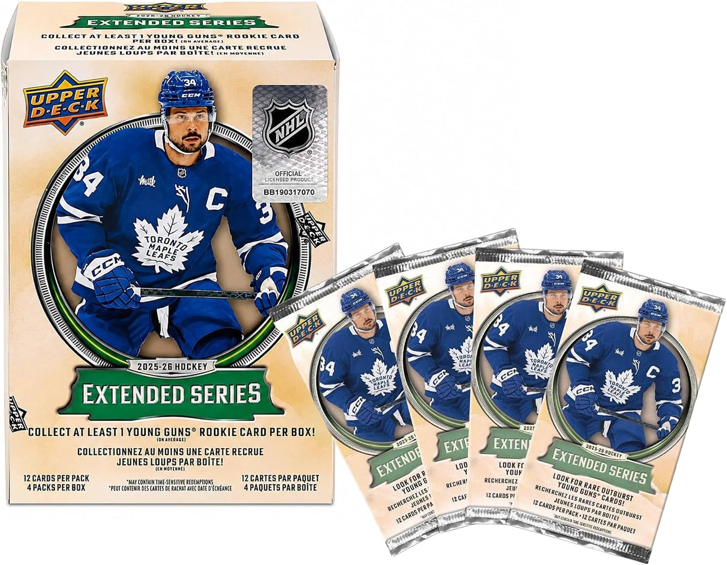 Upper Deck 2025-26 Extended Series Hockey Blaster Box - 4 Packs, Green Dazzlers | NHL Trading Cards
