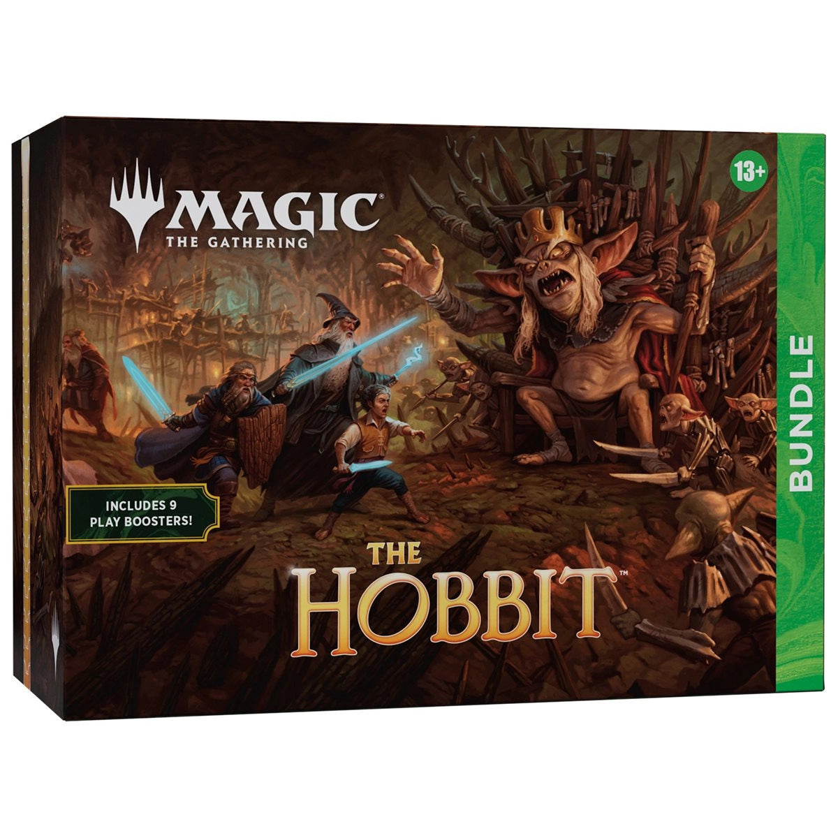 Magic The Gathering The Hobbit English Bundle with 9 Play Boosters, promo card, lands and Spindown life counter