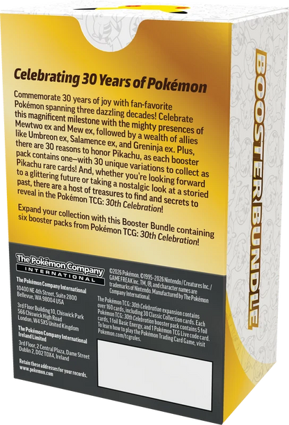 Pokémon TCG 30th Celebration Booster Bundle containing 6 booster packs