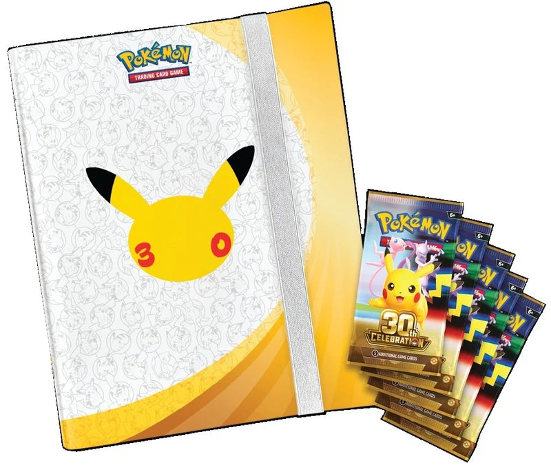 Five Pokémon TCG 30th Celebration booster packs included with the Binder Collection