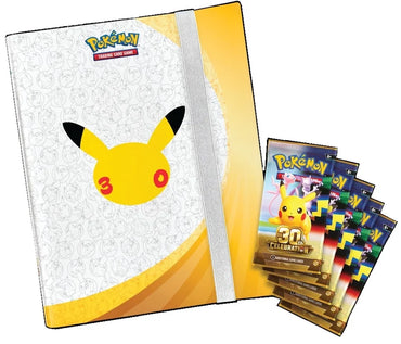 Five Pokémon TCG 30th Celebration booster packs included with the Binder Collection