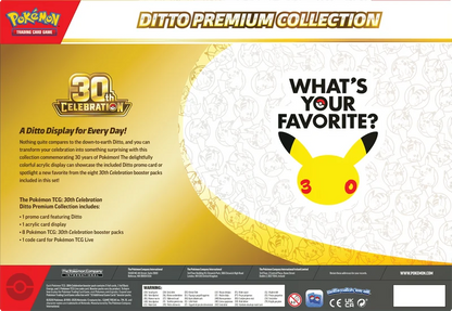 Back view of Pokémon TCG 30th Celebration Ditto Premium Collection packaging
