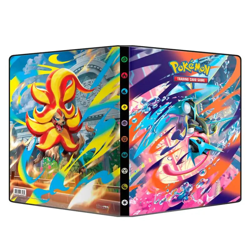 Back cover of the Pokémon 9-pocket portfolio featuring Mega Pyroar artwork.