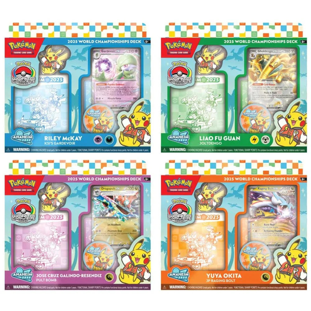 All four Pokémon TCG 2025 World Championships Decks random selection including Masters, Senior and Junior Champion and Finalist decks.
