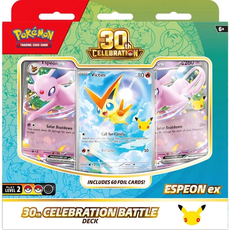 Pokémon TCG 30th Celebration Espeon ex Battle Deck with 60 foil cards