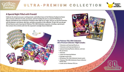 30 booster packs included with the Pokémon TCG 30th Celebration Night Ultra-Premium Collection