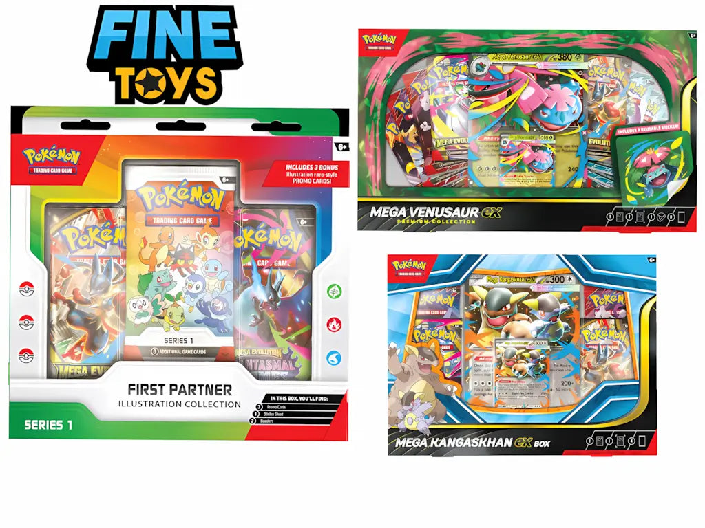 30th Anniversary First Partner Illustration Collection bundled with Mega Venusaur Premium and Mega Kangaskhan ex boxes