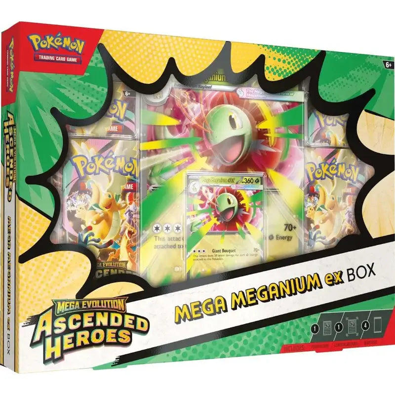 Pokémon trading card game Mega Meganium ex box with colorful design