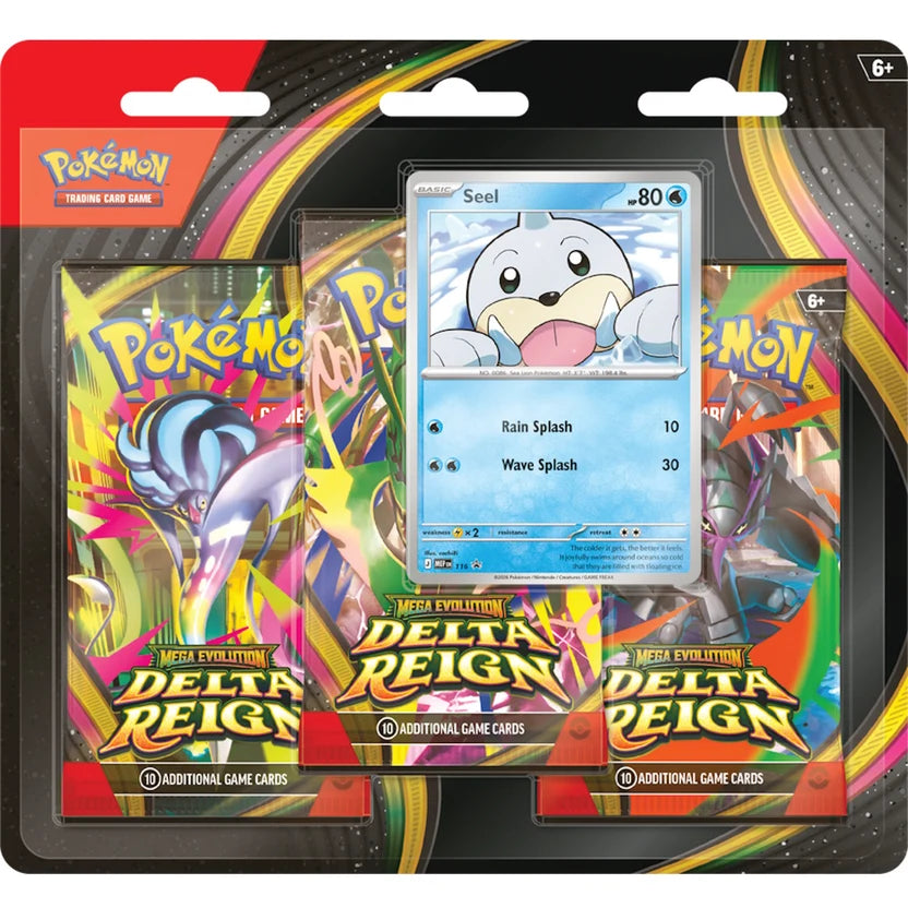 Pokémon TCG Mega Evolution Delta Reign 3-Pack Blister with Seel foil promo