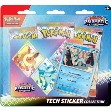Pokemon TCG Prismatic Evolutions Tech Sticker Collection featuring Glaceon