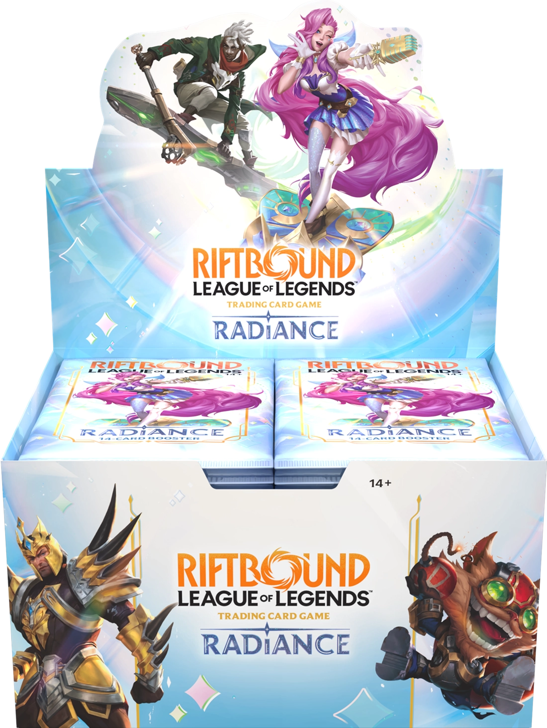 Riftbound League of Legends Radiance Booster Box with 24 packs and 14 cards per pack