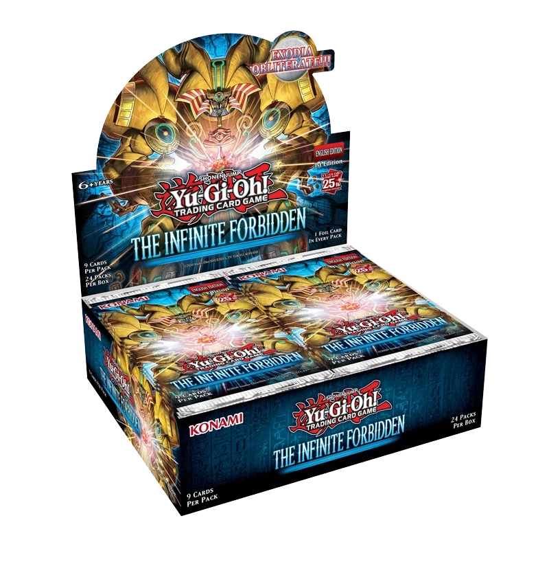 Yu-Gi-Oh The Infinite Forbidden 1st Edition Booster Box containing 24 packs with Exodia and Quarter Century Secret Rare cards