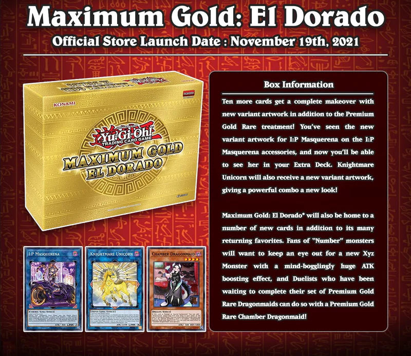 Yu-Gi-Oh! TCG Maximum Gold El Dorado 1st Edition Mini Box sealed packaging, gold foil design, 4 packs inside