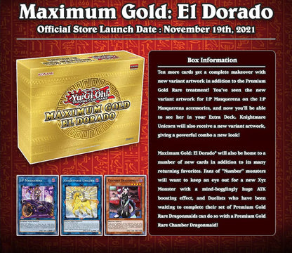 Yu-Gi-Oh! TCG Maximum Gold El Dorado 1st Edition Mini Box sealed packaging, gold foil design, 4 packs inside